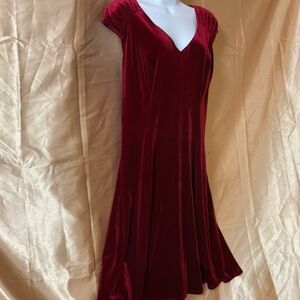 London Times Deep Red Velvet Midi Dress 14W